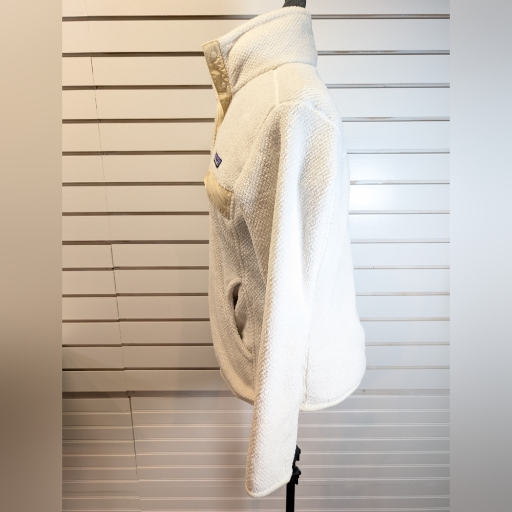 Patagonia Women Re-tool Snap T Fleece Pullover Medium White Raw Linen Fuzzy Sz M - Picture 5 of 10